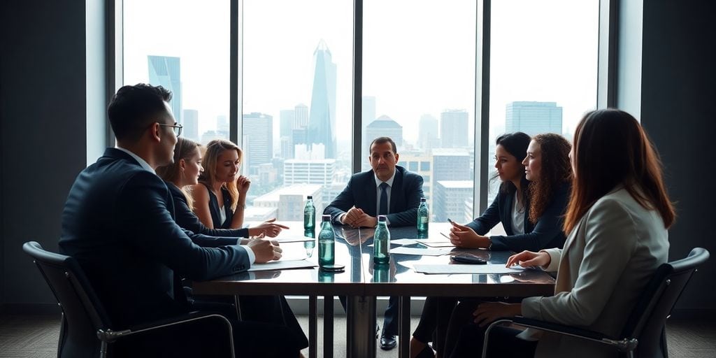 Executive team collaborating in a modern Atlanta office.