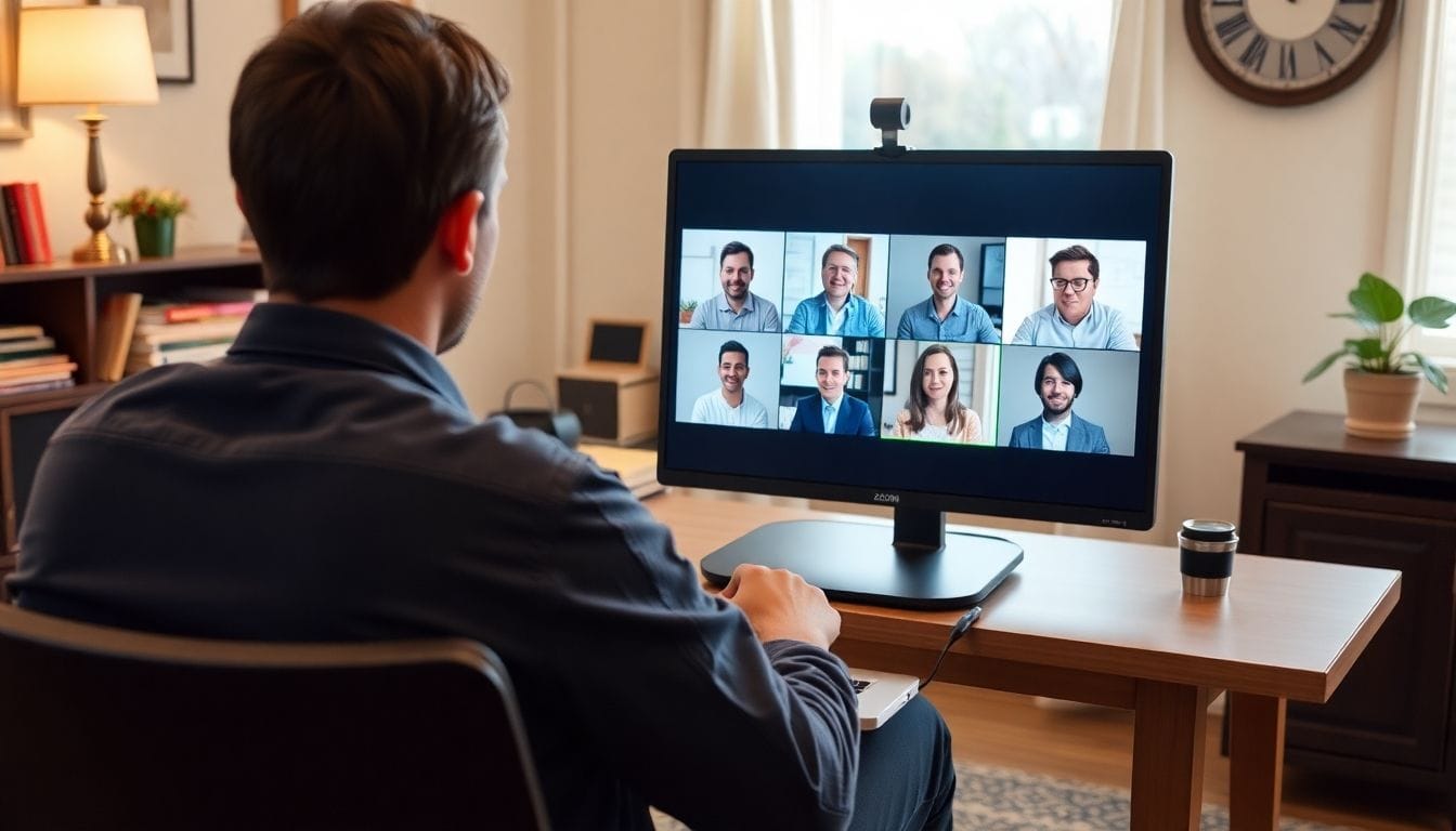 Person on a Zoom call with five casual participants.